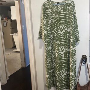 Green Leaf Print Dress